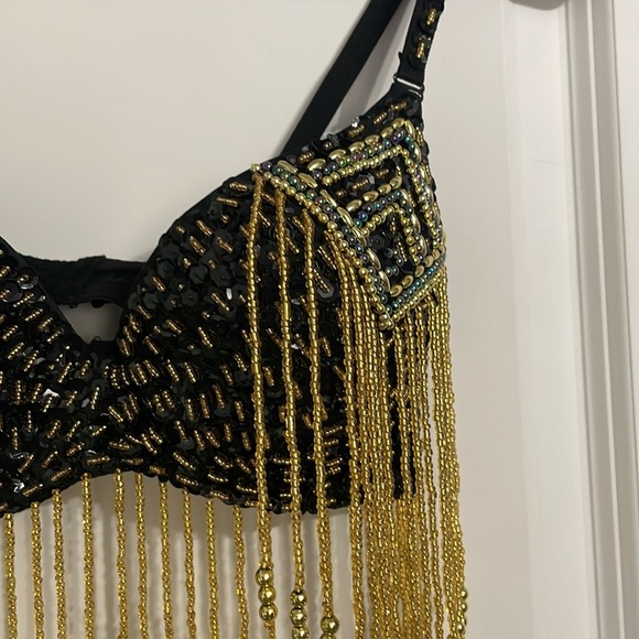 Festival Beaded Bra Top Belly Dancing Rave Dolls Kill Style - Picture 3 of 7